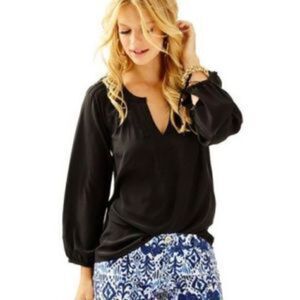 Lilly Pulitzer Nadia Silk Blouse - Black